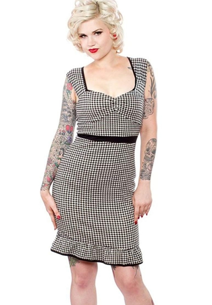 Retro pinup houndstooth wiggle dress (sourpuss)